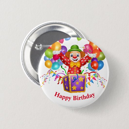 Badge Rond 5 Cm Bouton clown d'anniversaire (Devant & derrière)