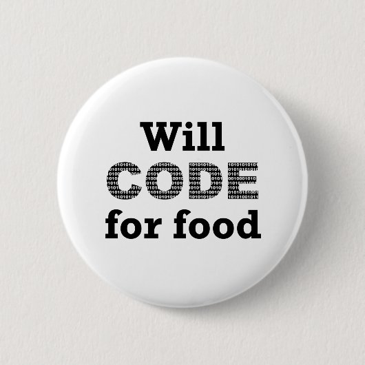 Badge Rond 5 Cm Bouton Code for Food (Devant)