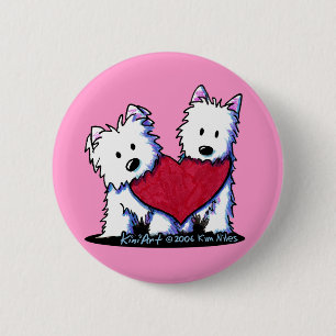 Badge Rond 5 Cm Bouton Coeur