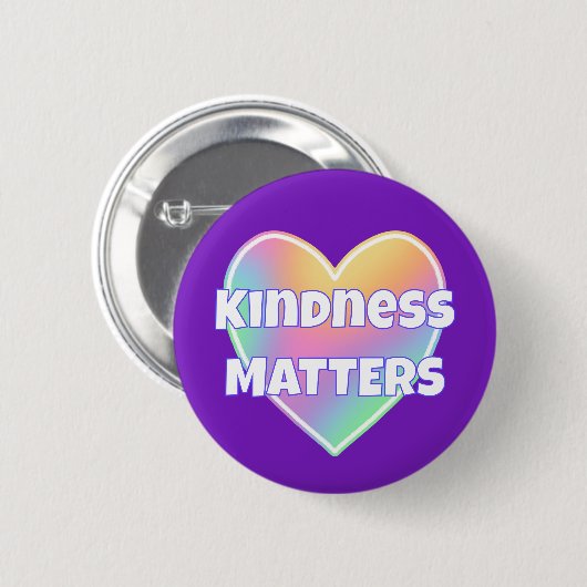 Badge Rond 5 Cm Bouton Coeur arc-en-ciel Kindness Matters (Devant & derrière)