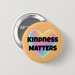 Badge Rond 5 Cm Bouton Coeur arc-en-ciel Kindness Matters