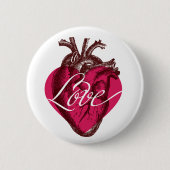 Badge Rond 5 Cm Bouton Coeur d'amour (Devant)
