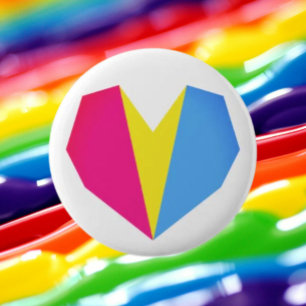Badge Rond 5 Cm Bouton Coeur de Pride Pansexuel