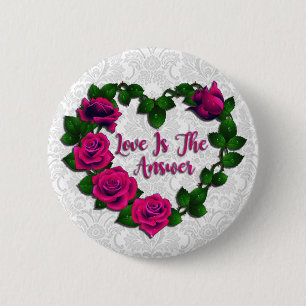 Badge Rond 5 Cm Bouton Coeur de vigne rose