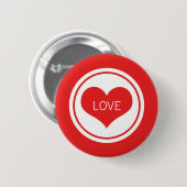 Badge Rond 5 Cm Bouton Coeur élégant, Rouge (Devant & derrière)