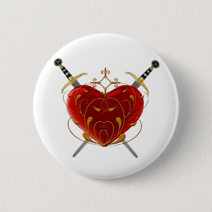 Badge Rond 5 Cm Bouton Coeur et poignards