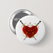 Badge Rond 5 Cm Bouton Coeur et poignards (Devant & derrière)