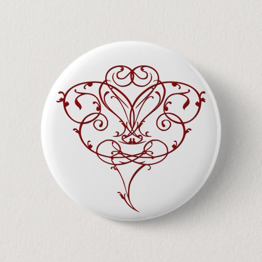 Badge Rond 5 Cm Bouton Coeur floral (Devant)