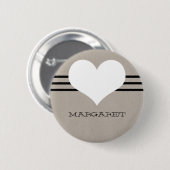 Badge Rond 5 Cm Bouton Coeur moderne beige (Devant & derrière)