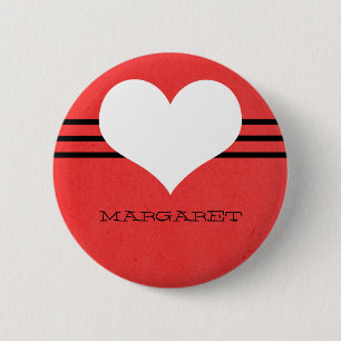 Badge Rond 5 Cm Bouton Coeur moderne rouge