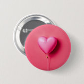 Badge Rond 5 Cm Bouton Coeur rose (Devant & derrière)