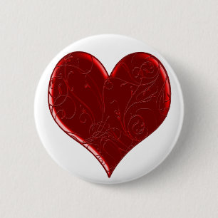 Badge Rond 5 Cm Bouton Coeur superposé