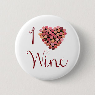 Badge Rond 5 Cm Bouton Coeur Vin Cork