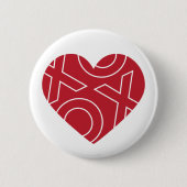 Badge Rond 5 Cm Bouton Coeur XOXO (Devant)
