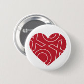 Badge Rond 5 Cm Bouton Coeur XOXO (Devant & derrière)