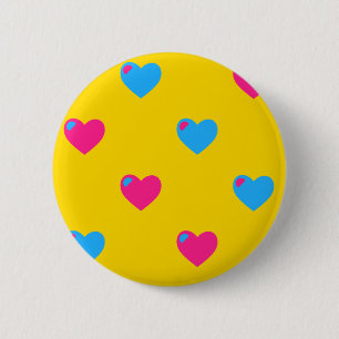 Badge Rond 5 Cm Bouton coeurs Pan Pride