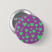 Badge Rond 5 Cm Bouton Coeurs verts (Devant & derrière)