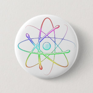 Badge Rond 5 Cm Bouton coloré de l'atome (008) -