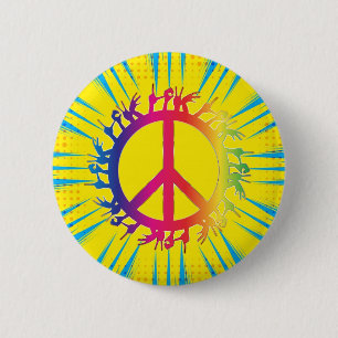 Badge Rond 5 Cm Bouton coloré de paix et d'amour