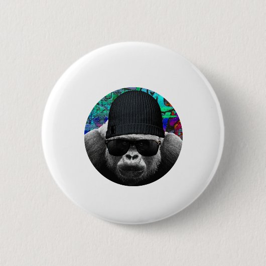 Badge Rond 5 Cm Bouton cool Gorilla (Devant)