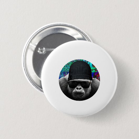 Badge Rond 5 Cm Bouton cool Gorilla (Devant & derrière)