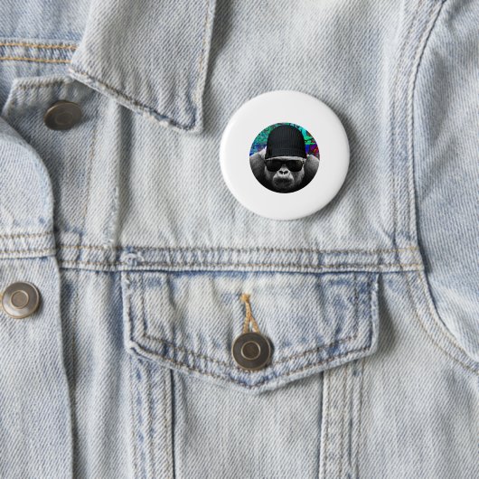 Badge Rond 5 Cm Bouton cool Gorilla (En situation)