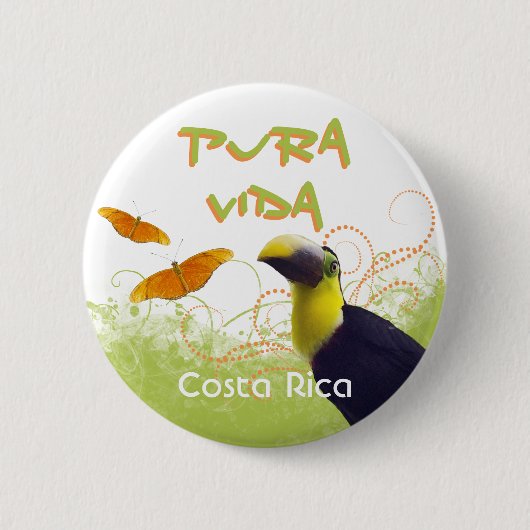 Badge Rond 5 Cm Bouton Costa Rica Pura Vida Toucan (Devant)