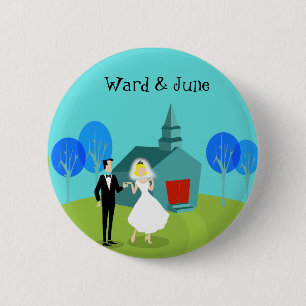 Badge Rond 5 Cm Bouton Couple Mariage rétro personnalisable