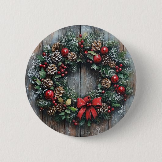 Badge Rond 5 Cm Bouton couronne de Noël (Devant)
