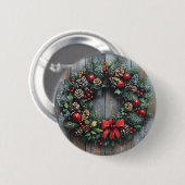 Badge Rond 5 Cm Bouton couronne de Noël (Devant & derrière)
