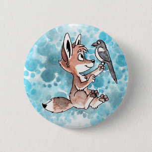 Badge Rond 5 Cm Bouton Coyote et Magpie
