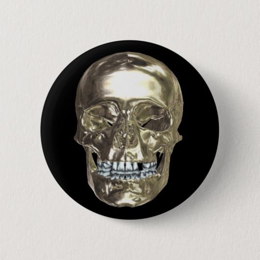 Badge Rond 5 Cm Bouton crâne Chrome (Devant)
