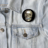 Badge Rond 5 Cm Bouton crâne Chrome (En situation)