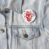 Badge Rond 5 Cm Bouton crâne fleuri (En situation)