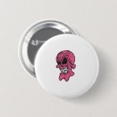 Badge Rond 5 Cm Bouton Crâne rose (Devant & derrière)