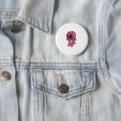 Badge Rond 5 Cm Bouton Crâne rose (En situation)