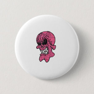 Badge Rond 5 Cm Bouton Crâne rose