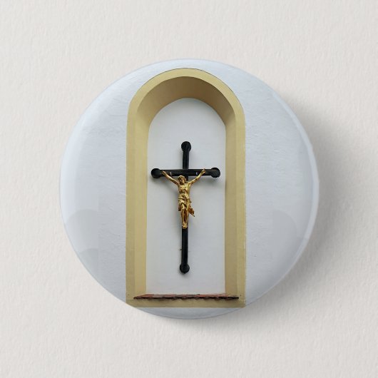 Badge Rond 5 Cm Bouton croisé de Jésus (Devant)