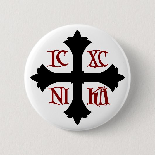 Badge Rond 5 Cm Bouton croisé ICXC NIKA (Devant)