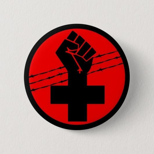 Badge Rond 5 Cm Bouton croisé noir d'anarchiste (Devant)