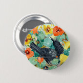 Badge Rond 5 Cm Bouton Crow et Nasturtium (Devant & derrière)