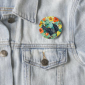 Badge Rond 5 Cm Bouton Crow et Nasturtium (En situation)
