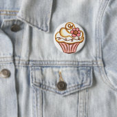 Badge Rond 5 Cm Bouton Cupcake Fleur (En situation)