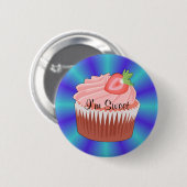 Badge Rond 5 Cm Bouton Cupcake fraise (Devant & derrière)