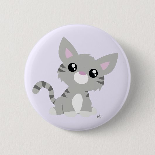 Badge Rond 5 Cm Bouton Cute Grey Kitty (Devant)