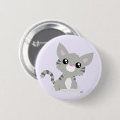 Badge Rond 5 Cm Bouton Cute Grey Kitty (Devant & derrière)