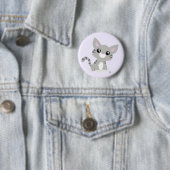 Badge Rond 5 Cm Bouton Cute Grey Kitty (En situation)