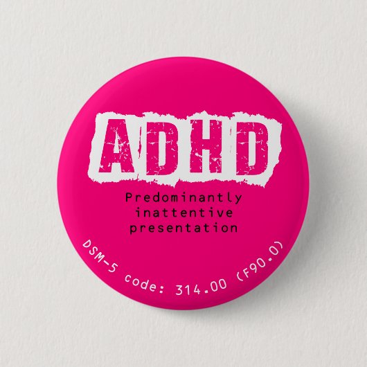 Badge Rond 5 Cm Bouton d'ADHD-PI (Devant)