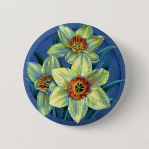 Badge Rond 5 Cm Bouton Daffodils/insigne
