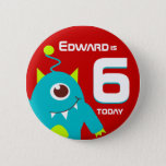 Badge Rond 5 Cm Bouton d'âge du nom de l'alien enfant<br><div class="desc">Anniversaire de enfant convivial badge alien / personnaliser de bouton avec le nom court et l'âge de votre choix pour cette touche spéciale supplémentaire. Cet exemple dit "Edward est aujourd'hui à 6 ans".</div>